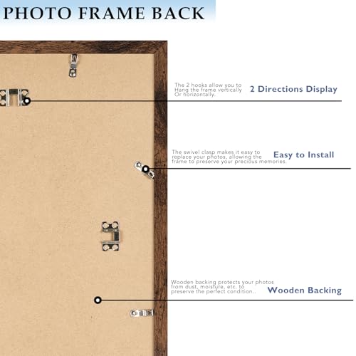 A4 Picture Frame 8.3x11.7 inch for Wall Hanging or Tabletop, Wood 8.3 x 11.7 Frame Photo Frame for Wall Horizontally or Vertically, Deep Brown, 3 Pack - size: 8.3x11.7 inch