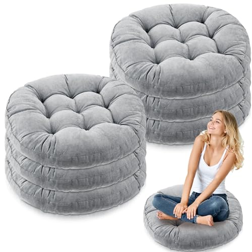 Jerify Light Gray 6 Pcs Large Floor Pillow Cushion,Round 22 x 22 | Round Square Flexible Seating Floor Meditation Pillow for Classroom Adult Picnic Party Learning Daycare School Reading Corner - color: Light Gray, size: Round 22 x 22