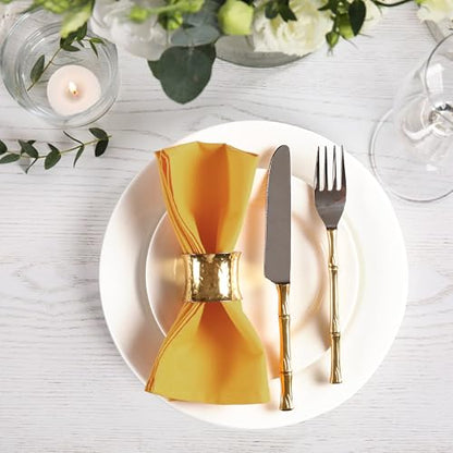 Ramanta Home Set of 12 Polyester Cloth Napkins 18x18 Inches, Mustard | Polyester Napkins with Hemmed Edges, Washable Reusable Dinner Napkins Ideal for Parties, Weddings , Hotels and Banquets - color: Mustard, size: 18" x 18" (Set of 12)