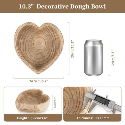 Hanobe Small 7.8" Heart Shaped Wood Decorative Key Bowl for Entryway Table | Catchall Key Bowls for Coffee Table decor, Living Room, Home Kitchen Table Centerpiece - size: 10.23 inches