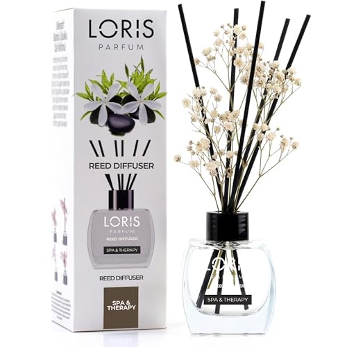 Loris Spa Therapy Reed Diffuser Set with Dried Flowers | Reed Diffusers for Home with Sticks | Bathroom Diffuser & Room Scent | Long-Lasting Home Fragrance | 120 mL / 4.06 fl oz - color: Spa Therapy