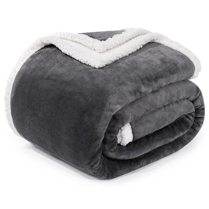 BEAUTEX Sherpa Fleece Twin Blankets Soft Fluffy Flannel Plush Cozy | Fuzzy Grey Cuddle Blanket for Couch, Bed, Sofa, Adults (60" x 80", Grey) - color: Grey, size: Twin-60"x80"