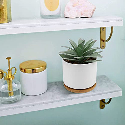 Hopewood Faux Agave Succulent Plant in White Ceramic Pots with Bamboo Tray | Artificial Succulents Plant Faux Agave Greenery Fake Potted Plant for Bedroom Home Office Desk Living Room Decor - size: Agave 1 piece
