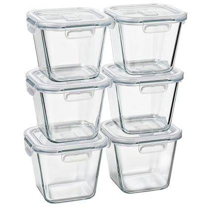 Borosilicate Glass Soup Containers with Lids, 4 Cup/32 oz, 6 Pack | Microwave Dishwasher Oven Freezer Safe | Airtight Leak Proof | Food Grade | Square Soup Meal Prep | Lunch | Food Storage Set - color: Transparent6