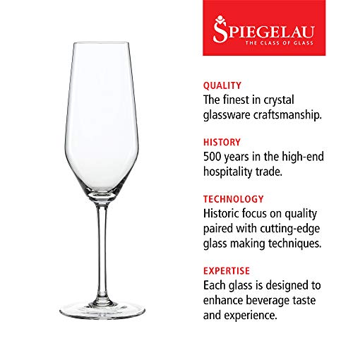 Spiegelau Style Champagne Flutes, Elegant Crystal Champagne Glasses Gift Set, Perfect for Prosecco, Sparkling Rose, Mocktails, Home Bar Accessories, Housewarming, Wedding Gifts, 8.5 oz, Set of 4 - style: Champagne Glasses