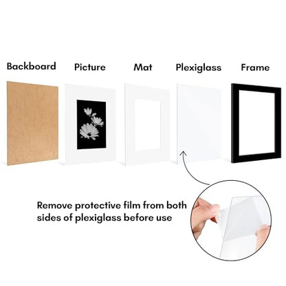 Americanflat 7x8 Picture Frame 2-Pack - Matted to 4x5 - Black | Slim Molding construction, Polished plexiglass front, wall or tabletop display with included easel, triangle hangers included - color: Black, size: 7x8