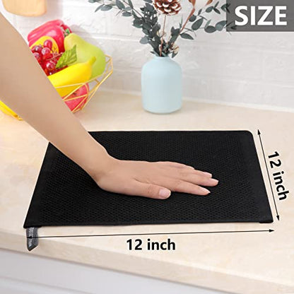 Homaxy 100% Cotton Waffle Weave Kitchen Dish Cloths 12-Pack, Black | 12 x 12 Inches, Ultra Soft Absorbent Dish Towels, Quick Drying Dish Rags with Hanging Loop - color: Black, size: 12 X 12 - 12 Pack