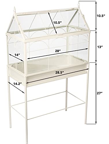 H Potter Freestanding Wardian Case Terrarium, Large | Metal and Glass, Indoor Greenhouse Display Cabinet, Victorian Plant Stand, Gable Roof, 48 Inch Tall - size: Large