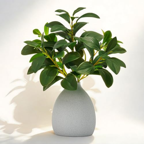 Cikuco 16.5" Artificial Eucalyptus Stems Potted Plant Faux Desk Plants,Real-Touch Greenery Stems with Vase, Fake Potted Plant for Farmhouse Home Office Decor