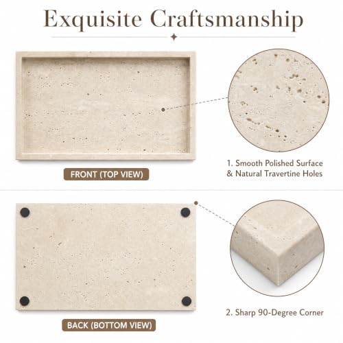 Real Natural Marble & Travertine Vanity Tray, Genuine Marble Serving Tray - color: Yellow Marble