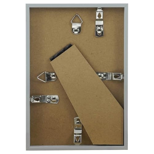 Americanflat 4x6 Picture Frame with Shatter-Resistant Glass - Streamline Collection - Thin Border Photo Frame for Tabletop and Wall Display - Hanging Hardware and Easel Stand Included - Grey | Shatter-resistant glass, wall or tabletop display with include