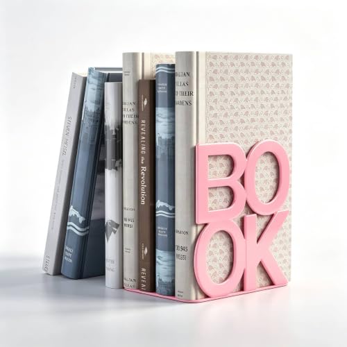 Book Ends Pink Metal BookEnds for Bookrack Desk,Books | Non-Skid Metal Book End Stopper for Books/CDs/DVDs - color: Pink, size: 1 pair