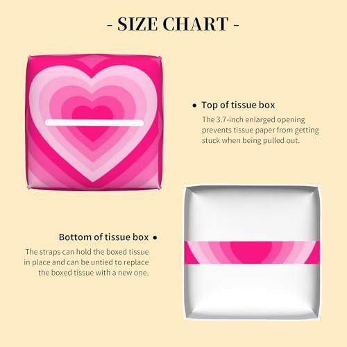 Tissue Box Cover,Pink Heart Leather Tissue Box Holder Square Facial Paper Case Organizer Dispenser for Bathroom Vanity Countertop Tabletop Car Office - color: Color14