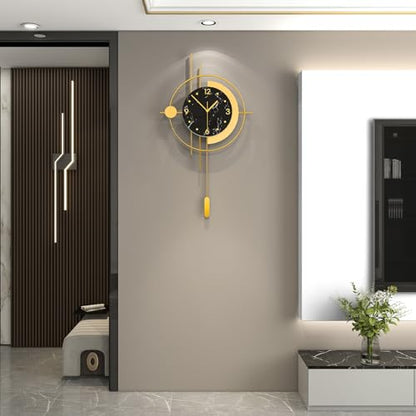Large Modern Wall Clocks for Living Room Gold Silent Analog Clock | Battery Operated for Living Room,Bedroom,Kitchen,Office or Entryway Geometric Iron Design Wall Decor for Home 15.7*27.5 inch - style: Antique