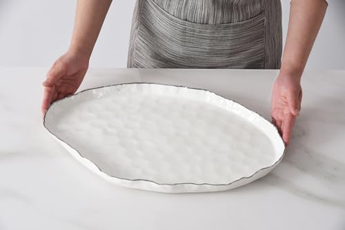 Portofino Plata, Large Oval Platter, 17.75" x 11.75" x 1.25" - size: Large