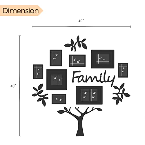 HELLO LAURA - Picture Frame Collage Large Wall Hanging Photo Frames Elegant Tree Collage Frame Gifts for Family Friends 4x6 inch Home Wall Decor Gallery Display (Black - Family Tree shape) | Multi Photo Frame for 4x6 Photos, Elegant Wall Hanging Gallery D
