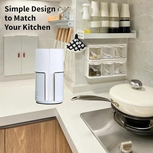 Paper Towel Holder Countertop, Farmhouse Paper Towel Holder Countertop, Ceramic Paper Towel Holder Farmhouse Rustic Decor for Kitchen Bathroom, Kitchen Paper Towel Holder with Non-Slip Base
