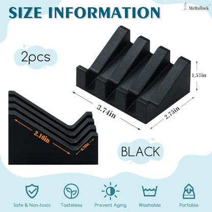 Silicone Soap Dish Self Draining with Suction Cups (Black, 2 Pack) | Waterfall drainage design drains fast to keep soap dry silicone soap saver with reusable suction cups for bathroom & kitchen - color: Black, size: 2