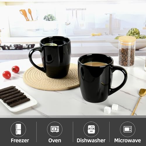 BYCNZB 27OZ Extra Large Ceramic Coffee Mug, Jumbo Coffee Mugs, Big Tea Cups with a Large Handle for Office and Home set of 2 (Black) - color: Black