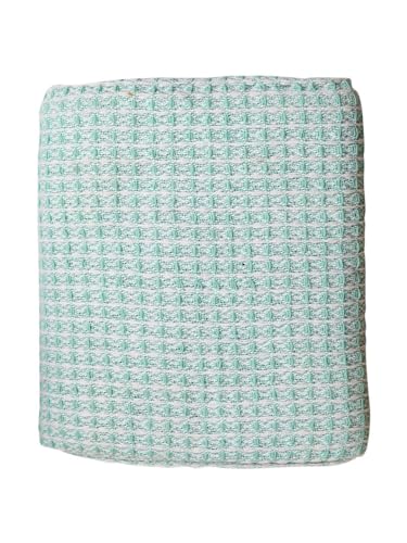 Two Tone Hanicom Cotton Throw 50X60- Aqua - color: Aqua Honeycomb