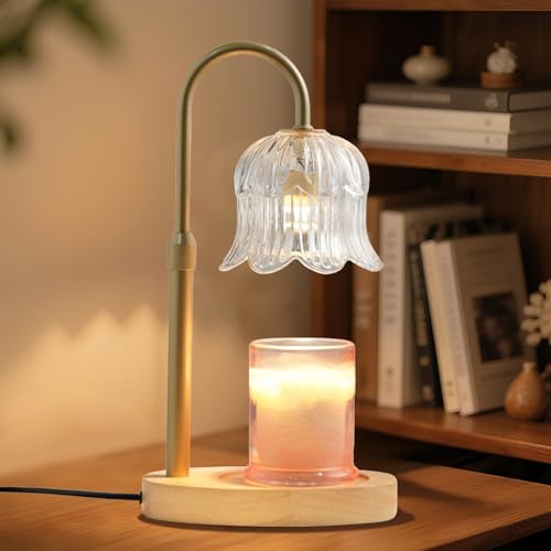Candle Warmer Lamp with Timer: Adjustable Dimmable Height Adjustable Warming - Flower Vintage Shape Wax Lamp Jar Candles No Flame Modern Home Decor Table Lights - New Home Room Decor - color: Transparent