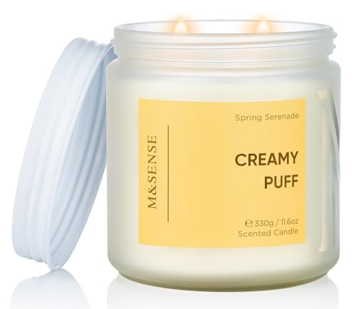 M&SENSE Sandalwood Gardenia Large Soy Candles, 11.6oz Natural Non Toxic | Scented Candles for Home, 70-Hour Long Lasting Burning, 2 Wicks Spring Smelling Romantic Valentines Gift for Her/Him - color: Sandalwood Gardenia, size: Medium Jar