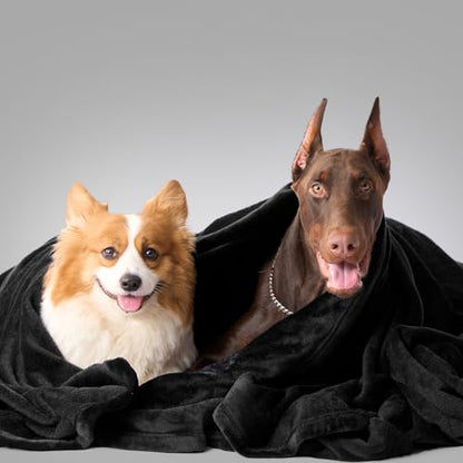 Hansleep Throw XL Black Fleece Blanket, Soft Flannel Bed Blanket | Fuzzy Cozy Blanket 50x70 Inches, Multi-use for Bed, Sofa, Couch, Travel, Camping, All Season Warm Lightweight Cover - color: Black, size: Throw XL (50x70 Inches)