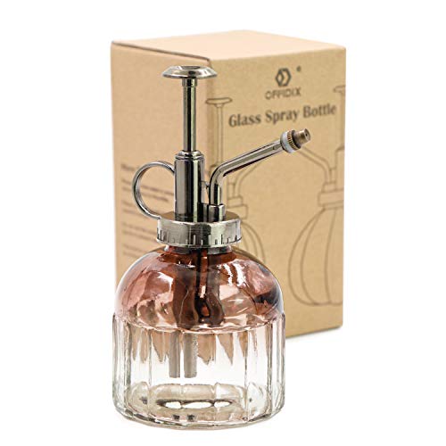 Glass Watering Spray Bottle,Plant Mister Watering can Indoor with Bronze Plastic Top Pump, Glass Small Watering Can for Indoor Potted Plants Outdoor House Plant - color: B-tawny Transparent Gradient