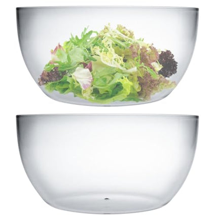 Large Acrylic Salad Bowls and Serving Bowls, Great for Serving Salad, Popcorn, Chips, Dips, Condiments, Break-Resistant Set of 2, Clear 135 oz