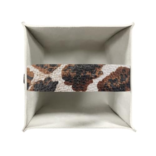 Brown Cow Print Square Tissue Box Holder with Bottom Belt Foldable Napkin Facial Tissue Holder Dispenser Home Car Office Paper Organizer - color: Brown Cow Print