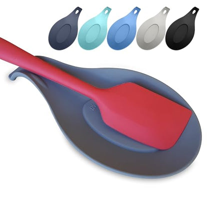 Silicone Spoon Rest for Stove Top, XL 9.2 Inch, DISHWASHER SAFE | NON-STICK Surface for Quick Cleanup, Non-Slip, Safe for Glass and Induction Cooktops, Raised Edges Catch Drips, Cool Gray - color: Cool Gray -1 Piece