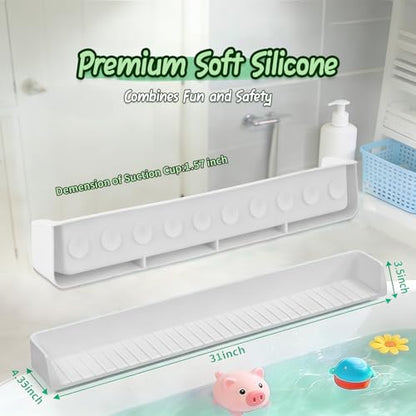 Kids Bathtub Splash Guard, Shelf & Toddler Bath Toy Tray -Gray | Bathtub Splash Guard PlayPad Shelf Area with Strong Suction Cups, Bathtub Ledge Guard, Fun Bath Time for Toddlers Baby - color: Grey