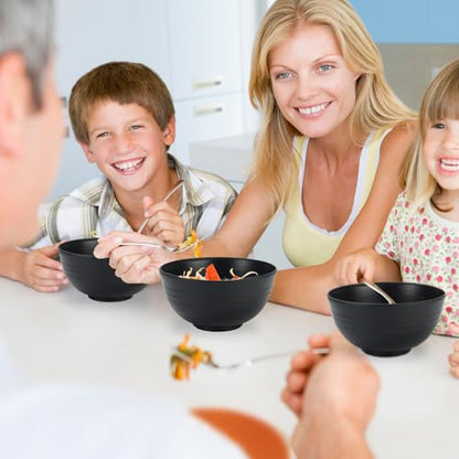 Wheat Straw Bowl Sets,8 PCS Unbreakable Cereal Bowls 26 OZ,Microwave and Dishwasher Safe Bowls,Alternative Plastic Bowl Reusable for cereal,salad,snack and soup (Pure Black) - color: Black, size: 26 oz