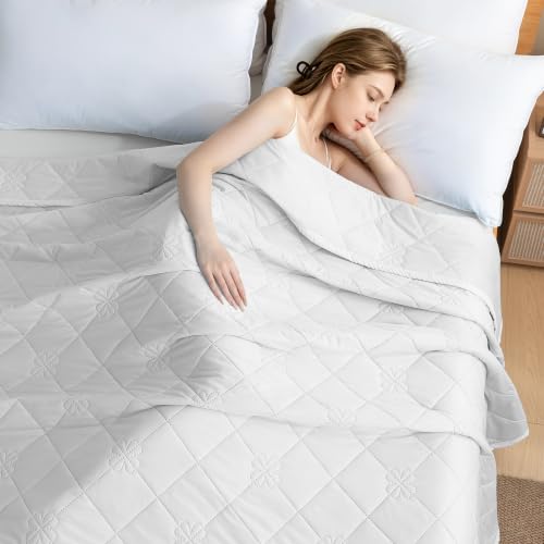 SheRest Lightweight & Breathable Summer Throw Blanket for the AC Room, Couch, or Nap Time, Soft and Portable Cooling Blanket for Hot Sleepers and Night Sweats(White, King) - color: White, size: King(108"*90")