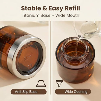 2 Pcs Empty Glass Aromatherapy Diffuser Bottles Essential Oils Containers Flower Bud Vases DIY Replacement Aromatherapy Diffuser Crafts Perfect for Home Fragrance Bathroom Decoration(Amber)