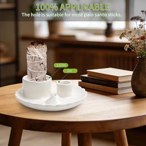 Palo Santo Sticks Holder, 4 in 1 Incense and Candle Holder White | 4 in 1 Incense and Candle Holder for Ash Catcher Tray for Meditation Yoga Room - color: White