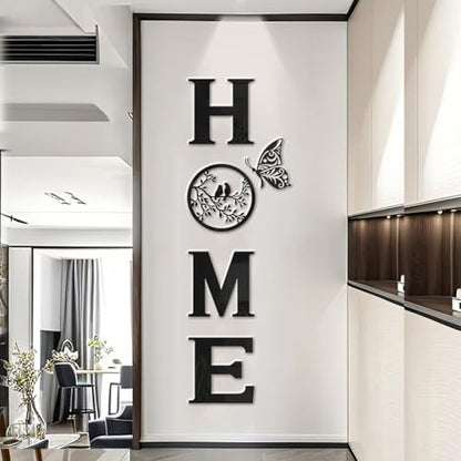 CrazyDeal Home Signs Decor Aesthetic Bird Wall Art Letter Wall decor for Living Room Bedroom Kitchen Farmhouse Wall Hanging Modern Decorations Large (Black Acrylic,49.2 X 15.7 Inch)