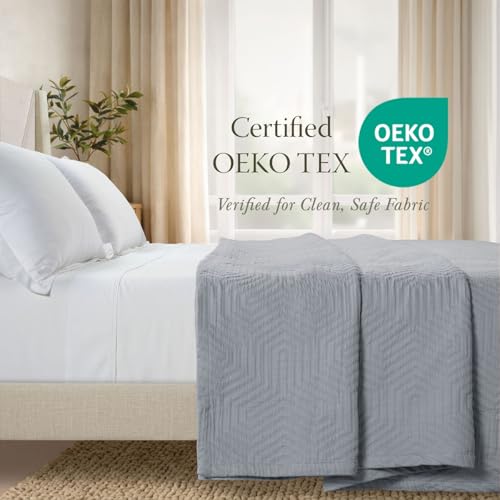Threadmill Luxury Cotton Blankets for Queen Size Bed | All-Season 100% Cotton Queen Size Blanket | Aster Jacquard Cozy Lightweight, Soft Breathable Coverlet fits Full Size Bed, 90x92 | Scottish Grey | 100% Cotton, Jacquard Pattern, 90x92 in, Breathable, A