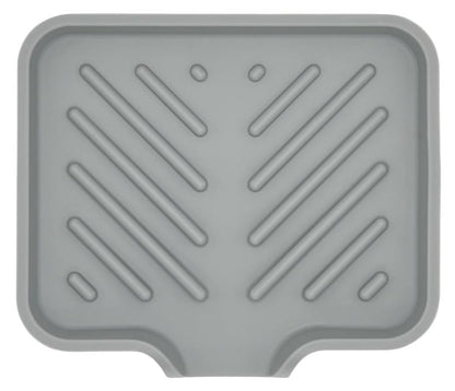 Silicone Soap Dish Tray and Sponge Holder with Drain Chute and Feet | 3-Way Sloped Design | Bathroom and Kitchen Sink Organizer Caddy (Grey, 5"x4", 3.5 Ounces) - color: Grey, size: 5"x4"