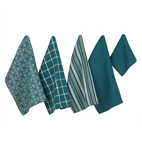 DII Assorted Woven Kitchen Set, Dishtowel, 18x28, Dishcloth, 13x13, Teal, 5 Piece - color: Teal, size: Dishtowel, 18x28"; Dishcloth, 13x13"