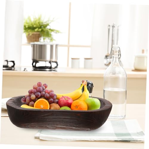 Vaguelly Rustic Wooden Bowl Decorative Centerpiece Bowl for Table Decor Versatile Farmhouse Style for Dining Table Elegance