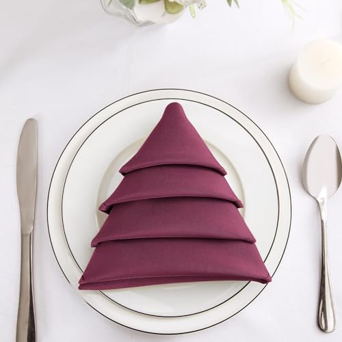 Bailarina Cloth Napkins Set of 80,17x17 inches Dinner Napkins Cloth Washable,Polyester Square Table Cloth Napkin Bulk with Hemmed Edges Ideal for Banquets, Parties and Weddings-Burgundy - color: Burgundy