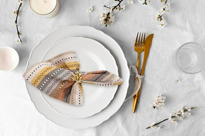ACCENTHOME 100% Cotton Salsa Stripe Napkin Set of 6 18x18 inch Beige/Mustard Multicolour Dinner Napkins - Washable Soft Premium Hotel Quality Reusable Perfect Table Linen for Family Dinners Wedding | 100% Cotton Napkins, Adds A Finishing Touch, Economy Pa