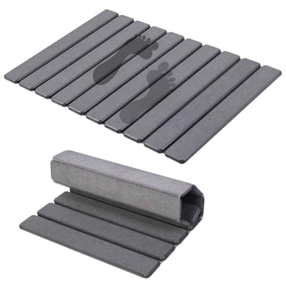 BoxedHome Foldable Stone Bath Mat, Super Absorbent Diatomaceous Earth Mat, 24" x 16" Non-Slip Quick Drying, Compact and Easy to Store Bath Mats for Bathroom, Easy to Clean, Dark Gray - color: Dark Gray