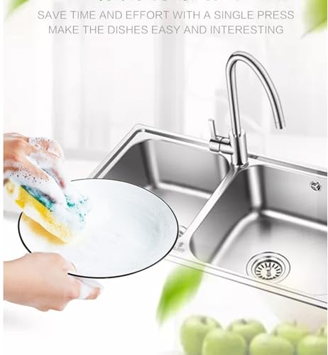 Countertop Kitchen Dish Soap Dispenser and Sponge Holder.Sink Dish Washing Soap Dispenser with one Gentle Push 13 Ounces (Sponge Included)