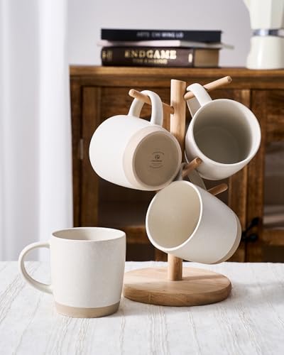 famiware Coffee Mugs Set of 4, Milkyway 13 oz Ceramic Cup Set with Handle | Stoneware Mug Set for Tea, Coffee, Latte, Cappuccino, Cocoa, Microwave and Dishwasher Safe, Matte White - color: Milkyway-Matte White, size: 4 Count (Pack of 1)