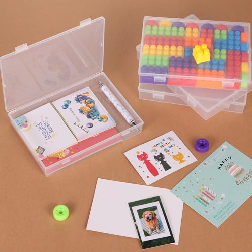 Rainmae 5" x 7" Photo Storage Box, 10 Pack Extra Large Photo Boxes, Acid-Free Photo Storage Containers, Seed Organizer Craft Storage Box for Pictures, Tasks, Scrapbooking, Stationery Storage, Clear