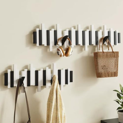 Wall-Mounted Coat Rack Rail Hook with Wood Pegs,Piano Coat Rack Wall Mount,for Small Spaces Entryway Hallway Bathroom(3 Hooks) - size: 3 Hooks
