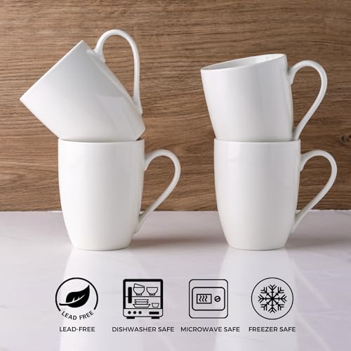 GBhome White Coffee Mugs Set of 6, 12 oz Ceramic Coffee Cups | Classic COffee Mugs for Home,Office&Restaurant,Tea/Espresso/Cappuccino. Dishwasher&Microwave Safe - color: Off White 2, size: 12 oz (6 Piece Set)