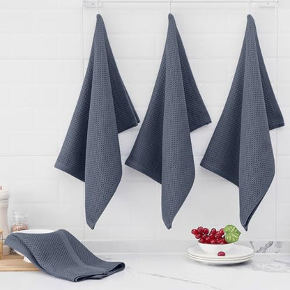 Homaxy 100% Cotton Oversized Waffle Weave Kitchen Towels, 5-Pack, Dark Grey | 20 x 28 Inches, Ultra Soft Absorbent Dish Towels, Quick Drying Large Cleaning Towels - color: Dark Grey, size: 20 X 28 - 5 Pack